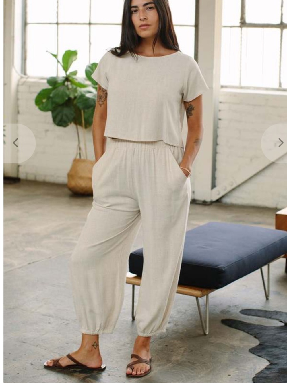 NWT Rachel Pally Relaxed Gathered Ankle Linen Tatum Pants in Natural (Size XS)
